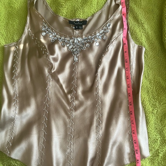Gold Embellished metallic, iridescent, 100% Silk Camisole Size Large 💎 - Picture 8 of 9